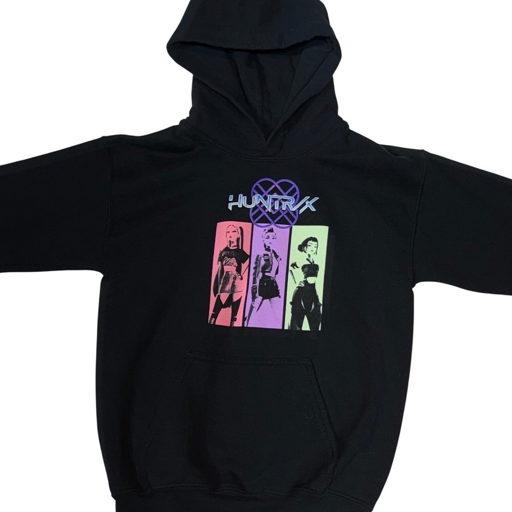 Netflix K-Pop Demon Hunters Hoodie Kids Small Black Huntr/x World Tour Graphic